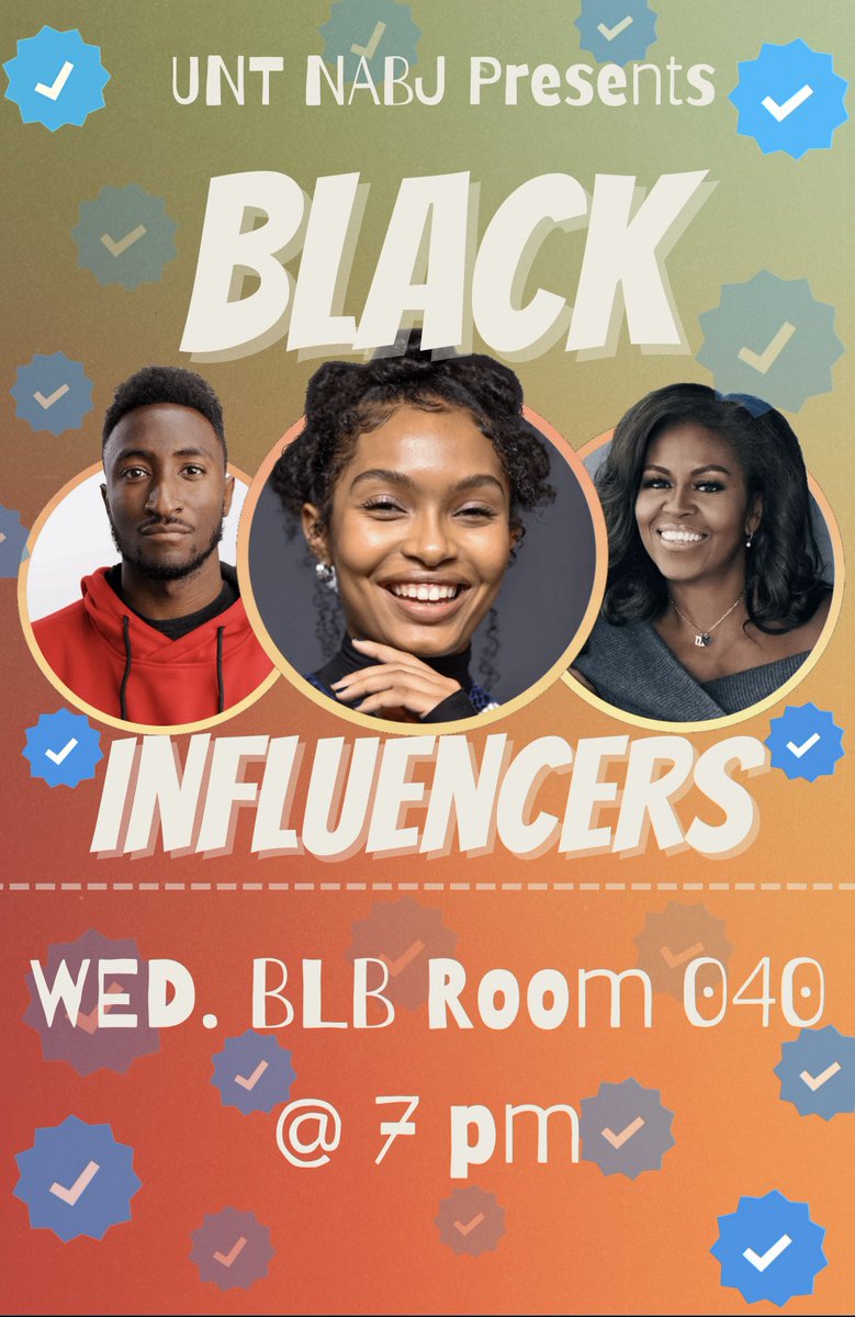 untnabj's tweet photo. We hope you all had a great weekend! 

This Wednesday we’ll be kicking off the week with our Black Influencer meeting at 7 p.m.  in BLB 040. 

This meeting will be held by our wonderful 2022-2023 Ambassadors so you won’t want to miss it! https://t.co/b032olqVCc