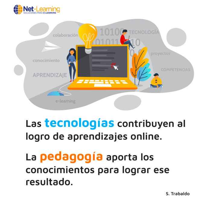 netlearning20's tweet photo. Las tecnologías contribuyen al logro de aprendizajes online. La pedagogía aporta los conocimientos para lograr ese resultado. 

#eLearning #educación #frases https://t.co/1CyWlSbxA1