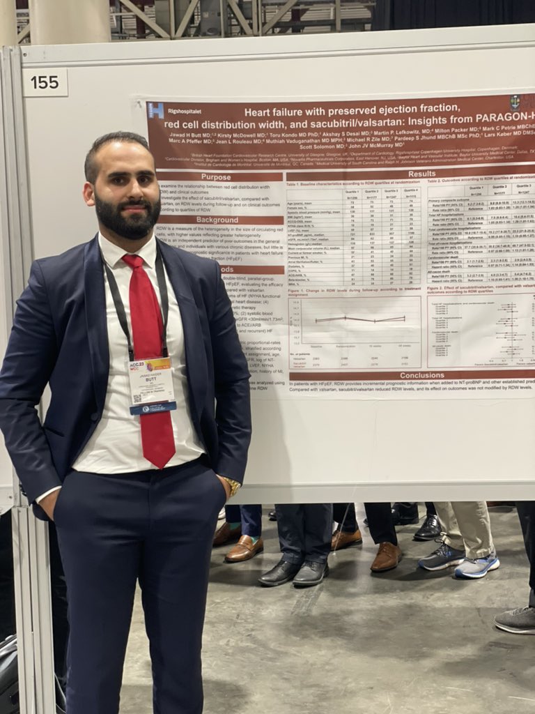 New insights from PARAGON-HF on the relationship between red cell distribution width and clinical outcomes in patients with HFpEF 🫀brilliantly presented by Dr. <a href="/JawadHButt/">Jawad Haider Butt MD</a> as always #ACC2023 #ACC #HFpEF #PARAGON