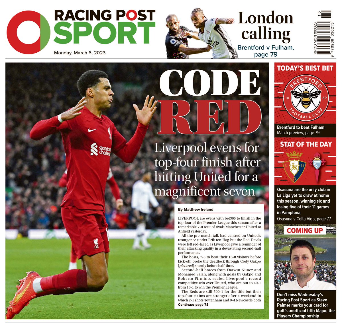 Racing Post on Twitter "Tomorrow's RacingPostSport back page"