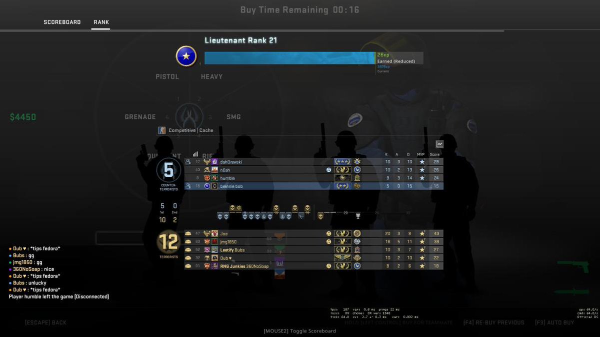 dahDrewskii's tweet photo. Matchmaking is a joke... only me and brennie bob were queued together WTF😂 #csgo https://t.co/rQBPLuMFsJ