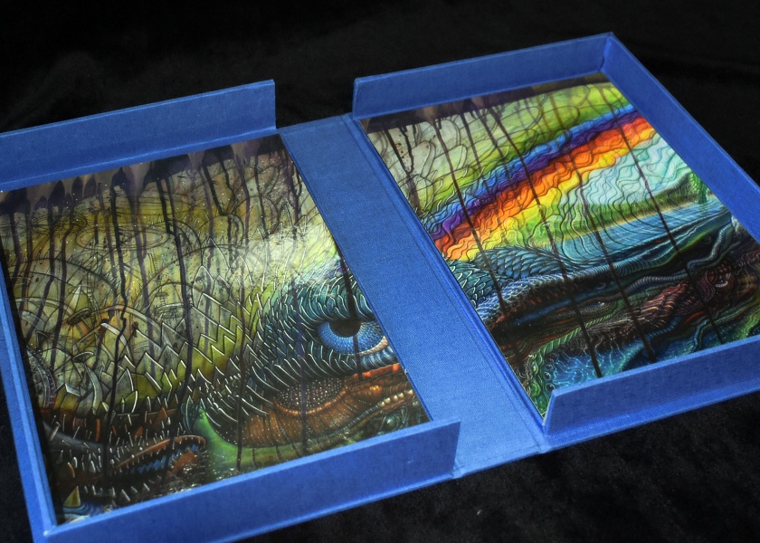 aglance_'s tweet photo. My latest re-bind: https://t.co/lz5GrhN0ag
I was commissioned to re-bind Bliss, a book written by @jeffvandermeer. I'm really pleased with how it came out; especially using the original dust jacket as traycase liners! https://t.co/grxNgwDU9X