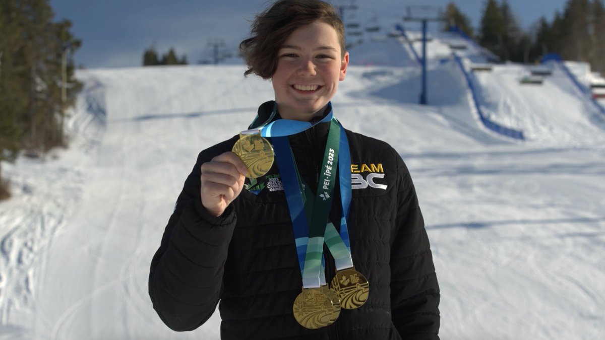 FOUR FOR FOUR. 🥇🥇🥇🥇 Roxy Coatesworth will lead @GoTeamBC in the Closing Ceremony as their flagbearer after capturing a gold medal in all four women's alpine events during the #2023CanadaGames.