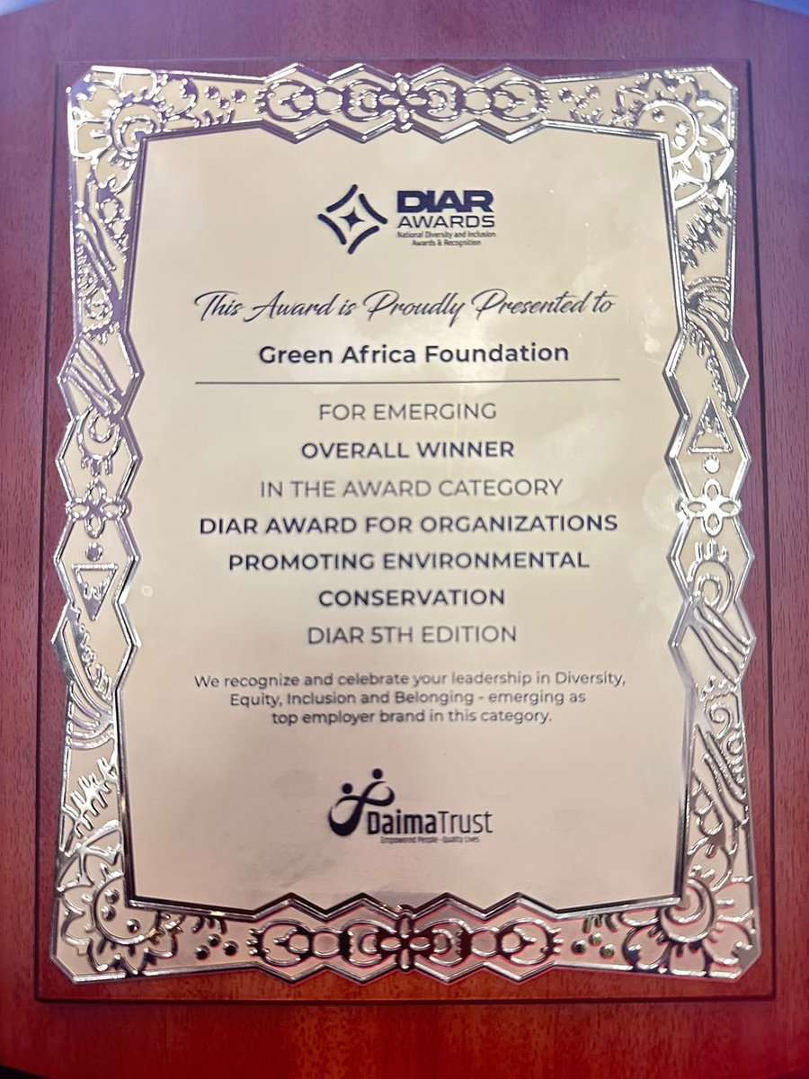 IsaacKalua's tweet image. The Green Africa Group congratulates Green Africa Foundation for winning an award as Kenya’s top environmental organization at the 2023 Fifth @DIAR_Awards  @greenafricaorg #FromPlanToAction @RtnsForPeace @HonWetangula @MusaliaMudavadi @UNEP #LiverpoolFC #Giveaway