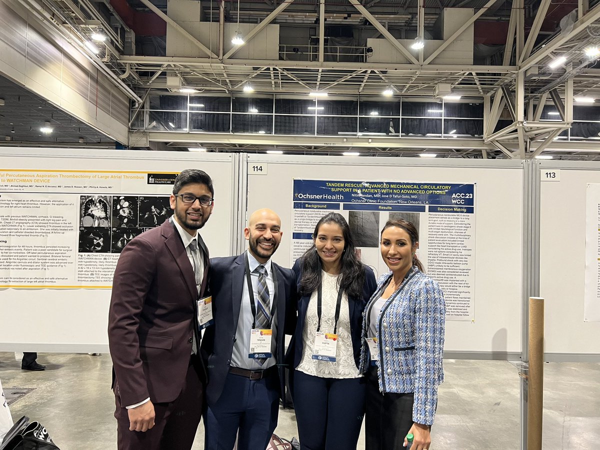 nabelhad's tweet photo. @OchsnerCardio reunion @ACCinTouch @OchsnerCVFellow congrats @tandan_nitin @T_GuptaMD &amp; Chris McKinnie on your posters! https://t.co/Qj6x22jlfE