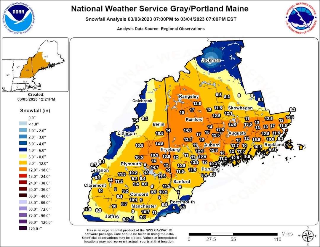 Dave Epstein on Twitter "Here's the snowfall totals for Maine and New