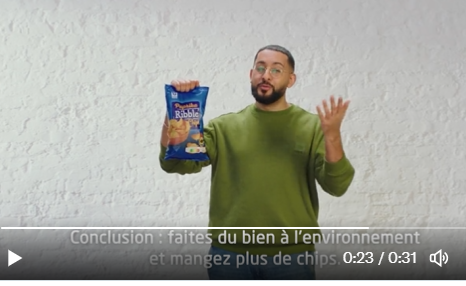 fleroy1974's tweet image. No surprises here, this is what the introduction of eco-labels will eventually lead to: even more #greenwashing. 
Promo clip coming from a major Belgian retail chain. I&apos;m quoting: &quot;help the environment, eat more crisps&quot;. They have #Ecoscore B (oh, and #Nutriscore C! 🤡)