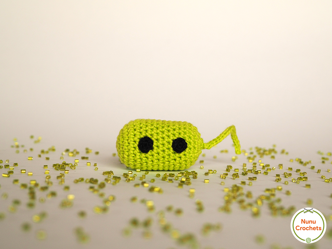 NunuCrochets's tweet photo. I am starting a new bacteria series about flagellated bacilli. 🎉 This is the simplest one that I will make, and I have chosen the famous 'Escherichia coli'. It lives in our gut as a friend, even producing vitamins for us. But sometimes it goes bad. But it is cute, isn't it? https://t.co/oD1Mat8rZz