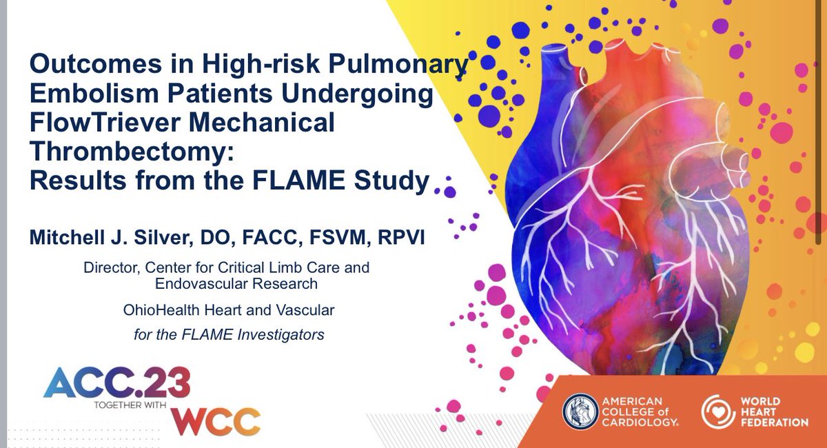 Jay Giri (@jaygirimd) on Twitter photo 🧵 <a href="/InariMedical/">Inari Medical</a> FLAME trial (largest ever high risk PE study) presented today <a href="/ACCinTouch/">American College of Cardiology</a> #ACC23 by Mitch Silver!
Details in this thread below 🧵 <a href="/InariMedical/">Inari Medical</a> FLAME trial (largest ever high risk PE study) presented today <a href="/ACCinTouch/">American College of Cardiology</a> #ACC23 by Mitch Silver!
Details in this thread below