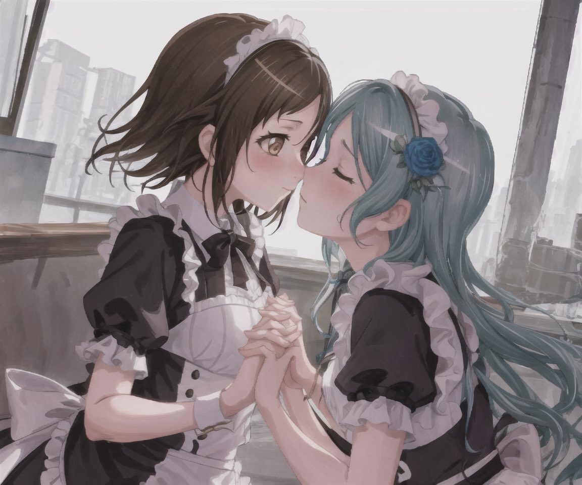 iZayoSakuya_'s tweet photo. 手繋ぐ部分の問題、psでなんか誤魔化すした。
#NovelAI
#342g
#さよつぐ
#羽沢つぐみ https://t.co/pyvb2TCe0O