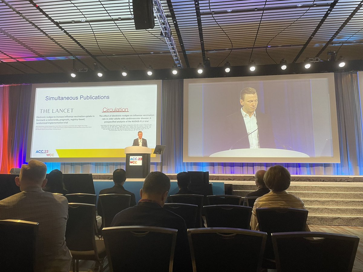 Proud of our whole research team in finalizing our NUDGE-FLU trial in which we randomized the whole danish population >=65 years to test which NUDGE letter would increase flu vaccine uptake most. Presented at the LBCT at ACC and simultaneously published in @TheLancet & @CircAHA
