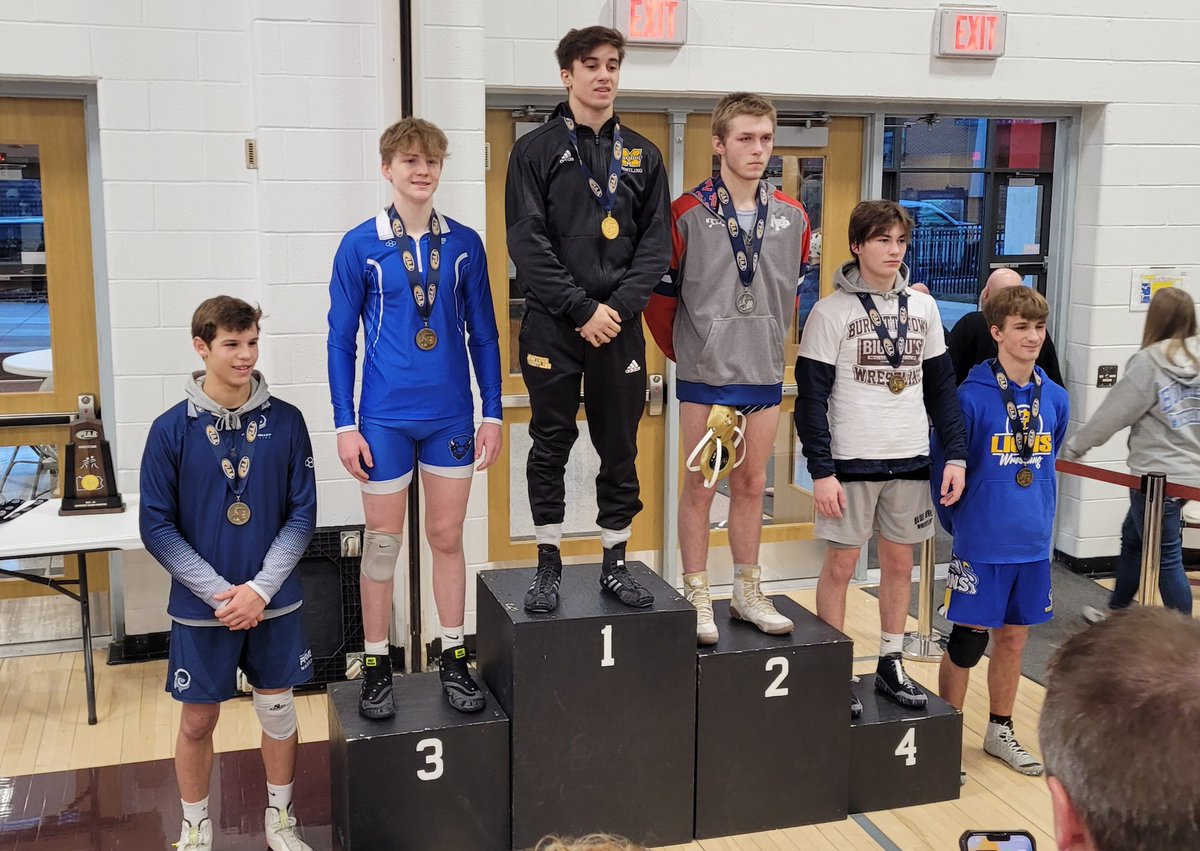 BurgettstownWre's tweet photo. The Blue Devils are moving on 4 wrestlers to the PIAA State Championships in Hershey.

Parker Sentipal - 5th
Jojo Baronick - 5th
Gaven Suica - 4th

and Joey Sentipal becomes Burgettstown's 8th ever Southwest Regional Champion.

#rolldevils https://t.co/sg6GaEaJcW