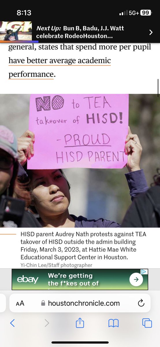 AudreyNathMDPhD's tweet photo. @1JaySC 💙 Just fighting the dismantling of #PublicEd in Houston, where the state is threatening a takeover of @HISD. Our neighborhood school rocks, the district has an overall B rating, how on earth is this “small govt” #TEAgoAWAY @HoustonCVPE @TeamHISD https://t.co/0KUts1a5oy