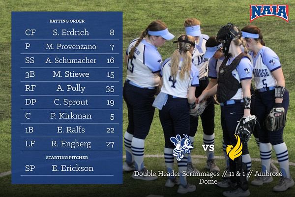 SAUBeesSoftball's tweet photo. Scrimmage alert!! Here’s your starting lineup for todays 1st scrimmage against the Black Hawk Braves!! Game time is at 11😎
#fightingbees #sausoftball #gameday #softbal #stingersup #woobees https://t.co/n0lz4ZYWxU