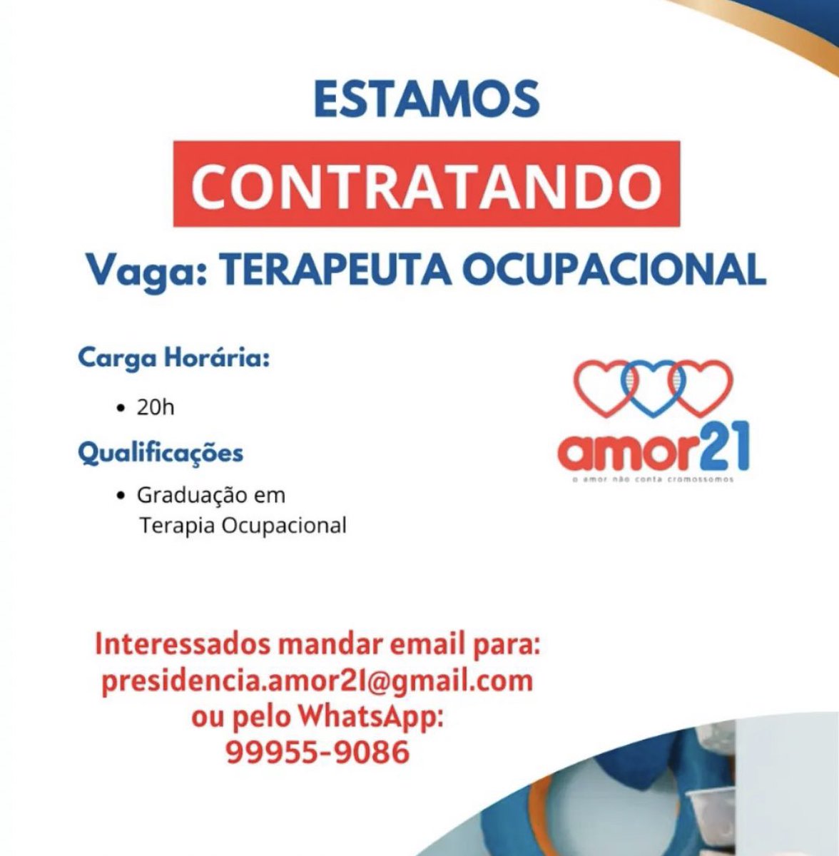 DICA DO ESTAGIÁRIO 💡

Tem vaga de emprego disponível para #TerapeutaOcupacional fique atendo as informações!