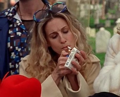 it bothers me soooo much thinking about how all of Carrie's designer  clothes and bags in Sex and the City probably reek of cigarettes