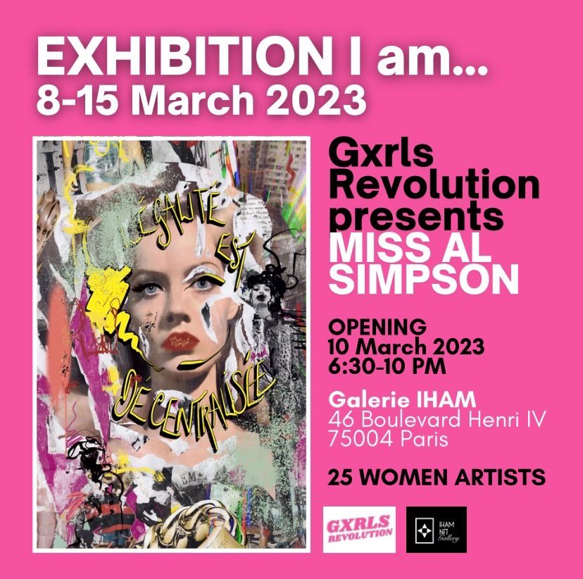 missalsimpson's tweet photo. Very excited to be exhibiting in Paris next week with @gxrlsrevolution @FunghiGallery and @ihamnft! 

On display will be one of my first #aicollages 👀👀👀

#ai #aiart #cryptoart https://t.co/SfWMoTe1jJ