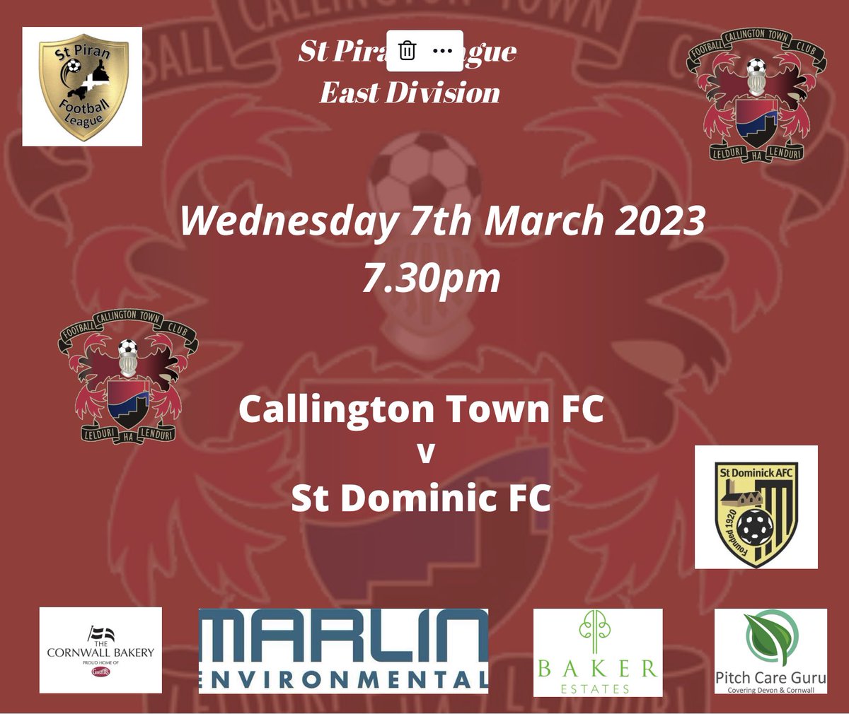 This Tuesday our <a href="/CallyTownFC/">Callington Town FC</a> reserves have a tough home game at <a href="/therealginsters/">Ginsters</a> Marsh as they take on <a href="/fc_dominic/">St Dominic FC</a> in the <a href="/StPiranLeague/">Kernow Stone St Piran League</a> with a 7.30pm kick off <a href="/swsportsnews/">South West Sports News</a> <a href="/PLsportsnews/">PlymouthSportsNews</a> <a href="/sportscornwall/">Cornwall Sports Media</a> <a href="/KJMsport57/">Kevin Marriott</a> <a href="/NigelWalrond/">Nigel Walrond</a>