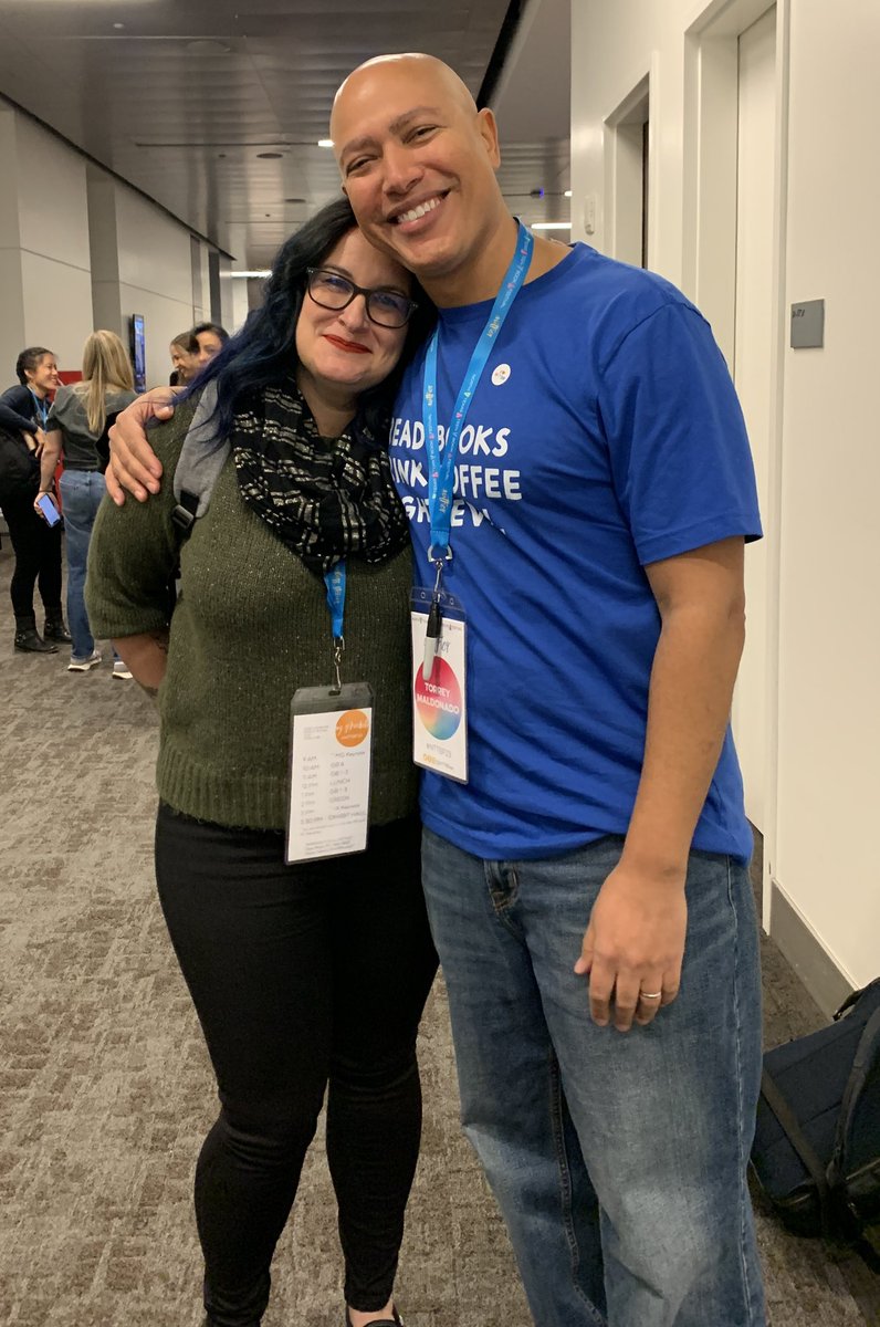 TorreyMaldonado's tweet photo. A highlight of #NTTBF23 ? Getting to see Kid Lit family! Got to see my sister from another mister Adrianna Cuevas @acuevaswrites A brilliant &amp; real person with brilliantly written &amp; really amazing books. https://t.co/1DkadSEVlh
