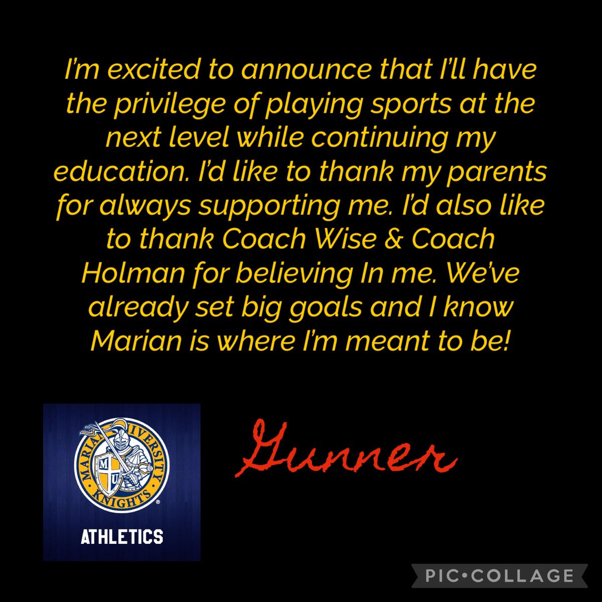 CarrieKovach21's tweet photo. It’s official! @Gunnerkov11 is going to be a Marian Knight! Thank you to everyone for all the love and support over the years. We’re so proud of you G! 🗡️🔷〽️@MarianTrackXC @MUKnights @mhtrackfield1 @Katie_Wise100 https://t.co/luxLewtTTc