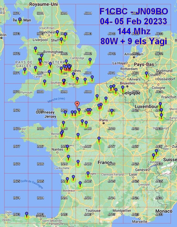 F1CBC's tweet photo. RSGB Contest QSO Map March 144 432MHz for F1CBC
#Hamr #HamRadio #432Mhz #144Mhz #04_05Feb23 #NotFullTime #Thanks_For_QSO
https://t.co/QixLfi4Aiv https://t.co/406QXcIXtg