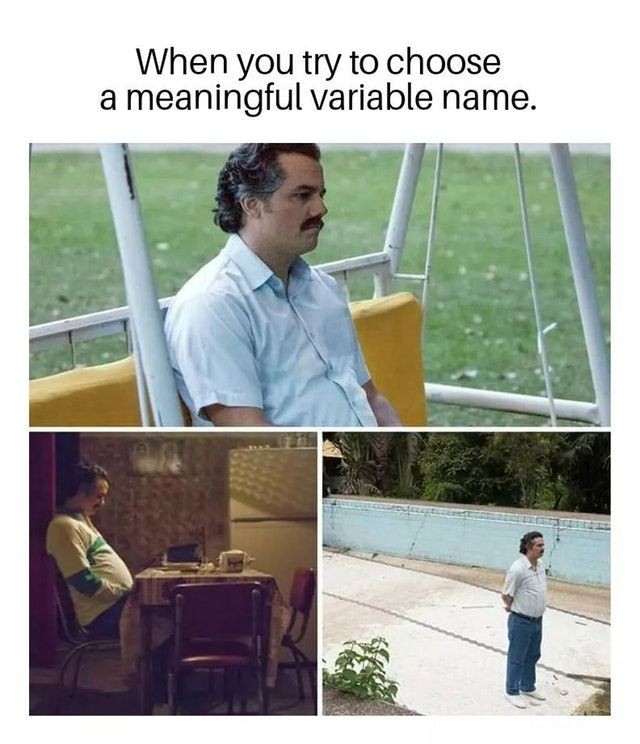 sarita_tweetzzz's tweet image. Variable names? 
My quick name would be ss 😂

#programmingmemes #programminghumor #programmingjoke #funnyDevelopers
#webdeveloper