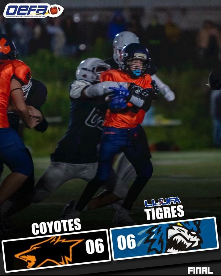 Empate a 6 puntos entre Coyotes Prepa <a href="/XochicalcoTijua/">XochicalcoTijuana</a> y Tigres Cobach. Inicio temporada 2023 #OefaBc <a href="/argenisjgl/">ARGENIS GARCÍA LUNA</a> ,<a href="/Angelgc77/">Angel Gómez</a> <a href="/TitanesTJ/">Titanes TJ Football</a> <a href="/frayre71/">Cesar_Frayre71</a> <a href="/ElSoldeTijuana1/">El Sol de Tijuana</a> <a href="/amorenoams/">Arlene Moreno</a> @alfonso_cg5 <a href="/Tercer_Cuarto/">Tercer Cuarto</a>