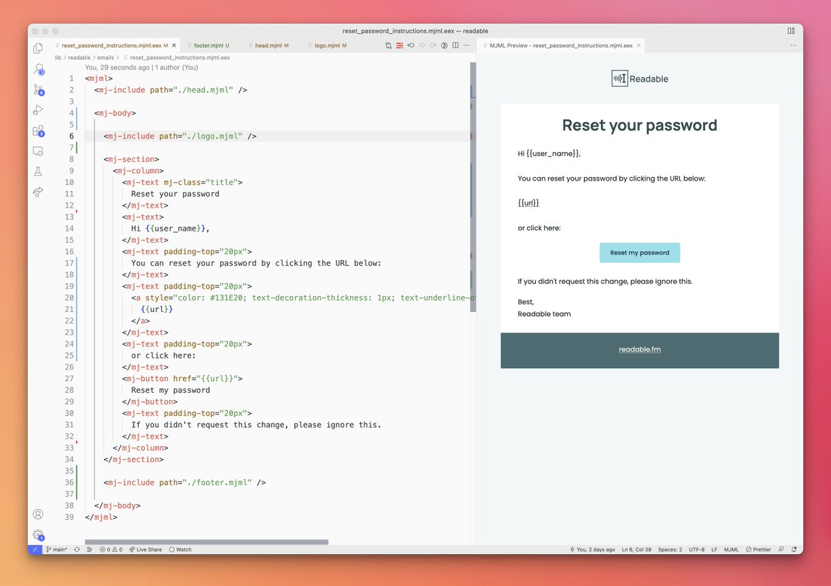 cblavier's tweet image. Feeling better and started coding again 💪

I just took a spin on our HTML email templates. 💌

Once again I used MJML which is a wonderful responsive email framework available in a lot of languages.

mjml.io

#buildinpublic