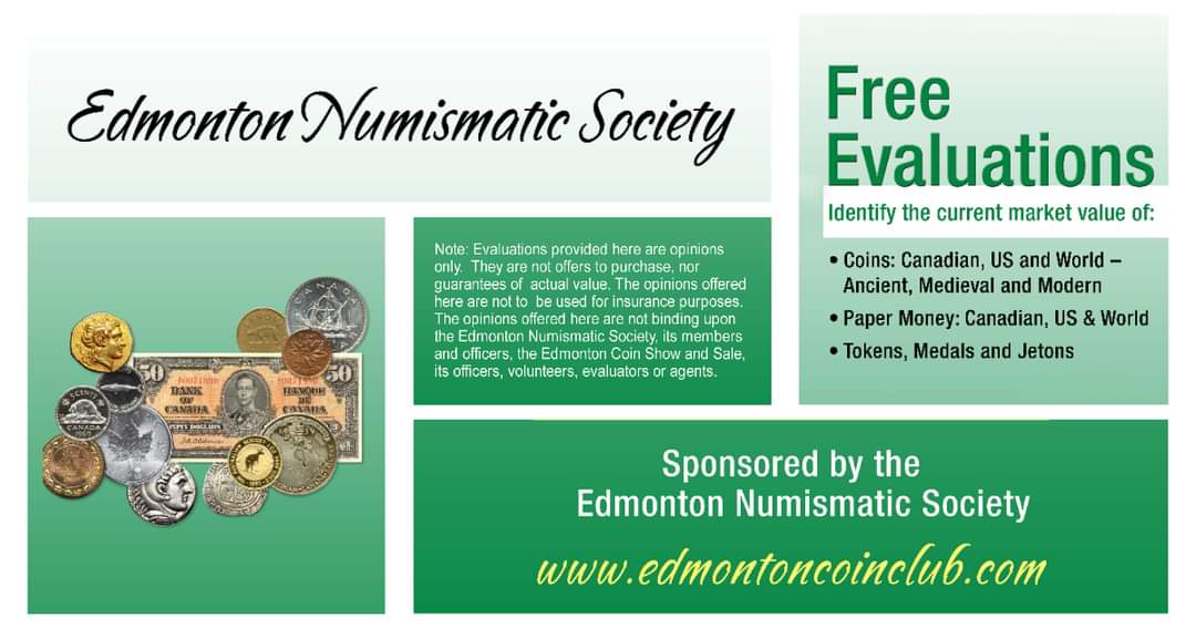 ENSCoinClub's tweet photo. "FREE EVALUATIONS"

2023 ENS (Spring) Coin Show &amp; Sale…  March 11th &amp; 12th, 2023

Visit the on the main bourse floor. Edmonton Numismatic Society will be providing free evaluation service to show attendees on a first come first served basis!

https://t.co/mJSrj5KqR3 https://t.co/RpK7W2WfIV