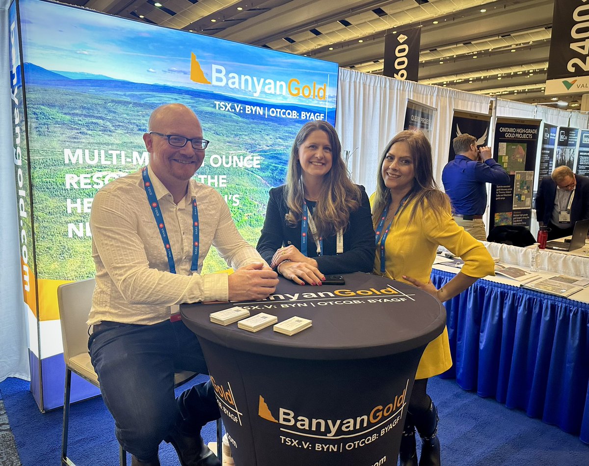 We’re off to a great start at @the_PDAC! Come swing by and say hi 👋 to us at booth 2213! And don’t forget to catch @Christie2Tara 10 minute $BYN update on Tuesday, room 801A @ 2:50 PM #pdac2023 #yukongold #goldrush #yukon #gold