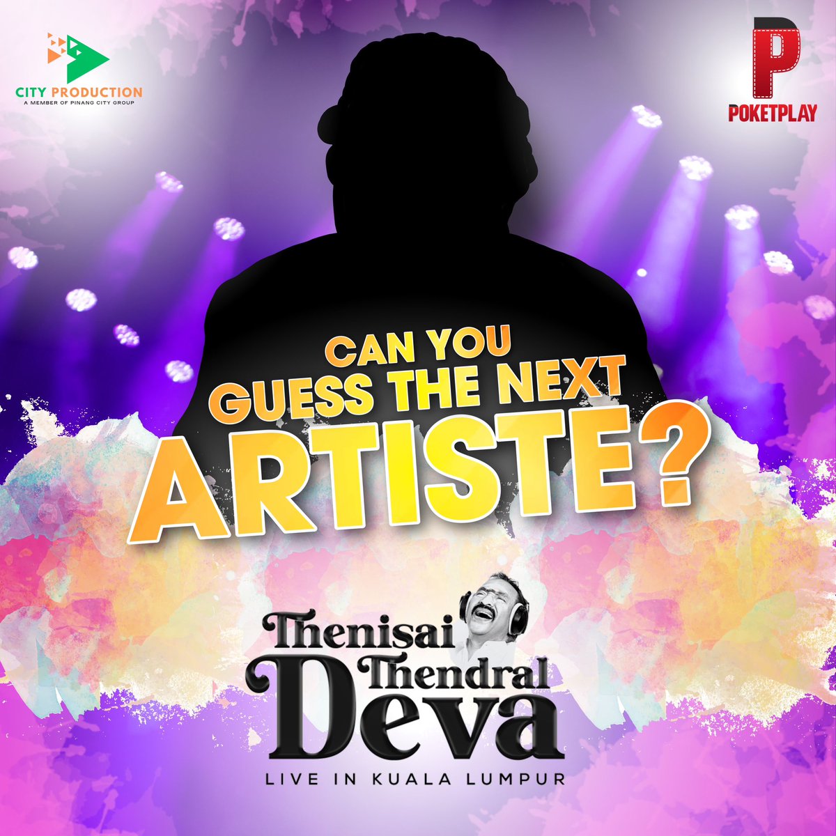 PoketplayFilms's tweet photo. Make a guess and raise your excitement level as we are gearing up to announce our next one in the line-up. ⏳
A TOP-TIER inclusion to our Troop, all set to be revealed! 🤝🏾
#ThenisaiThendralDeva #DevaLiveInMalaysia
#SuperSingerPriyanka #AnuradhaSriram #AlkaAjith #SPCharan https://t.co/5JSReaZVFH