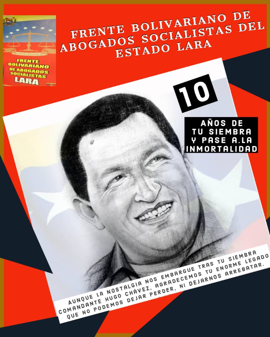 A 10 años de tu siembra y pase a la inmortalidad con mucha nostalgia te recordamos por siempre mi comandante "Hugo Chavez"