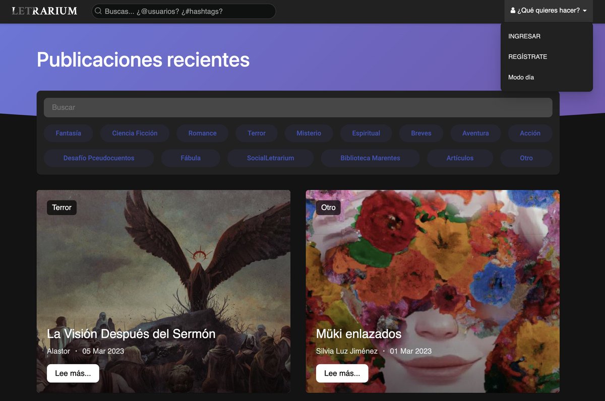 Aunque una gran mayoría de funciones dentro de letrarium.com son exclusivas para usuarios registrados, el blog puede ser consultado con, o sin registro. Visítanos, regístrate, y comparte con la comunidad. ✍️📚

🔗 letrarium.com/blogs