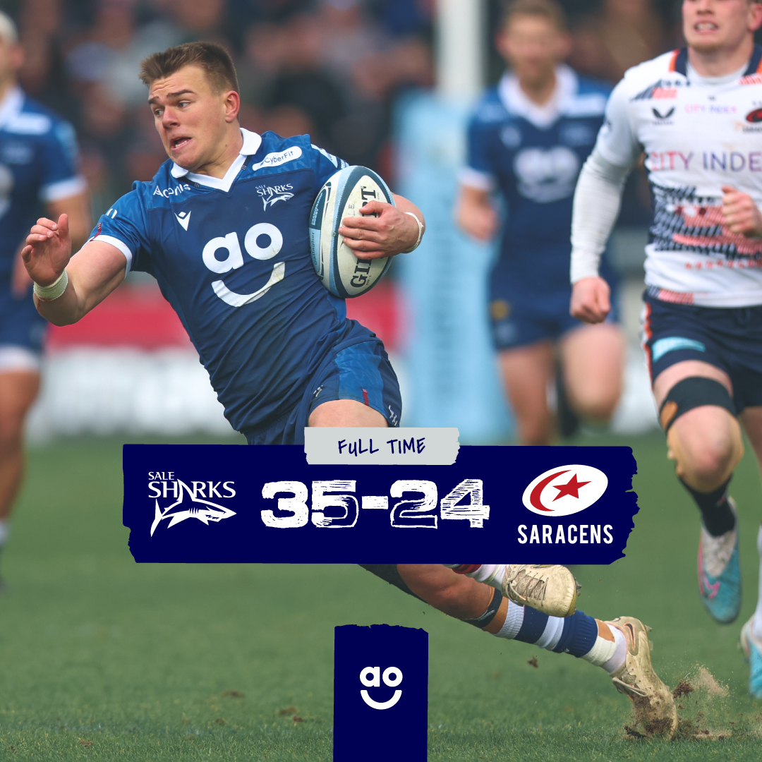 𝗙𝗨𝗟𝗟-𝗧𝗜𝗠𝗘 | 🦈 35-24 💫

We got there in the end and it's another five points on the @PremRugby table for the boys! 📈

#SALvSAR | #NorthernRugbyMatters