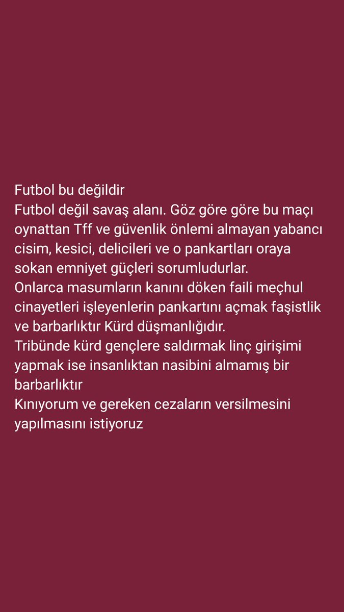 Barbarlık ile futbol farklı bir şeydir 
Sorumlular derhal hesap vermelidir 
#Amedsporyanlızdeğildir