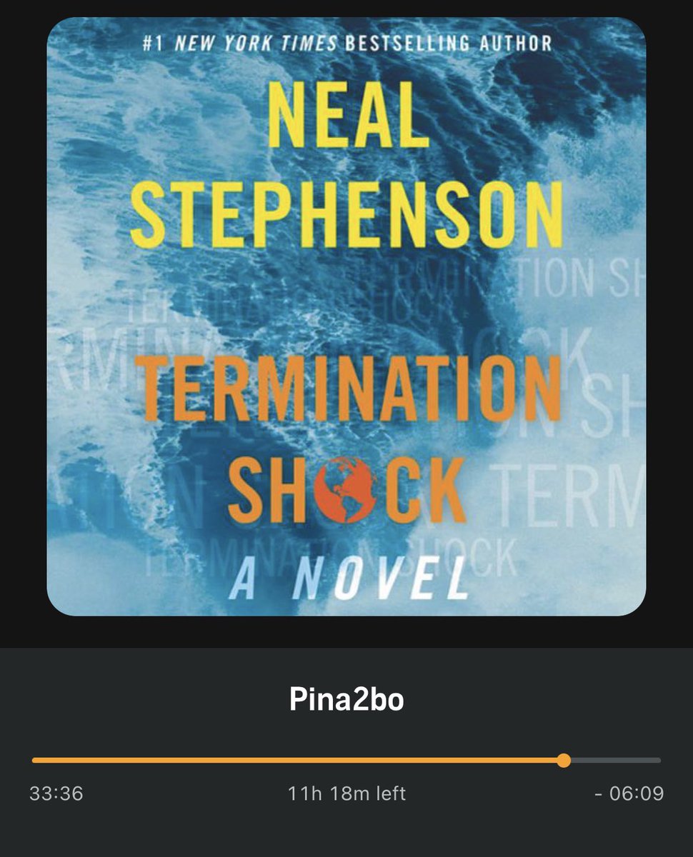Always fun when <a href="/awscloud/">Amazon Web Services</a>  ☁️💻shows up in futuristic science fiction - #TerminationShock by <a href="/nealstephenson/">Neal Stephenson</a> 

#scifi #clifi #nealstephenson #future #sciencefiction #cloudcomputing