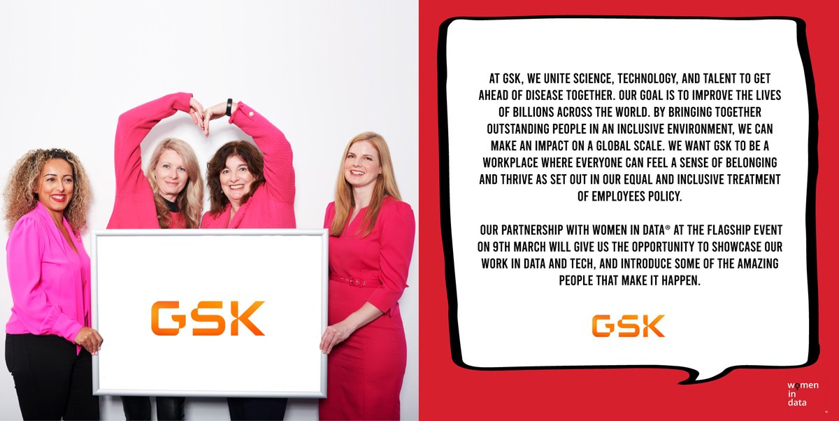 Women_In_Data's tweet photo. Speak to the brands who care... ❤️| Women in Data 2023 flagship Exhibitor @GSK 

Join the waitlist for our flagship event ➡️ https://t.co/4hzCwphPpH 

#WomenInData #WomanInData #WomenInTech #WomanInTech https://t.co/k22oCIqezX