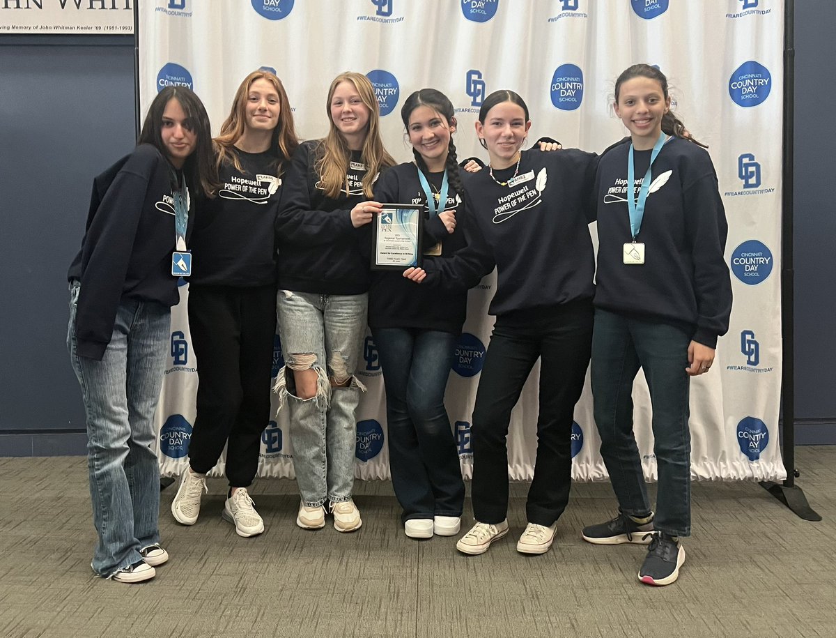 ELA8HJS's tweet photo. So proud of these amazing HJS writers as they competed at the Regional Power of the Pen tournament. Their passion and dedication for writing is unmatched! Went home with a 3rd place team award and four individual winners! On to state! #WEareLakota @HopewellPride @LakotaDistrict https://t.co/6Z2kVVIQH3