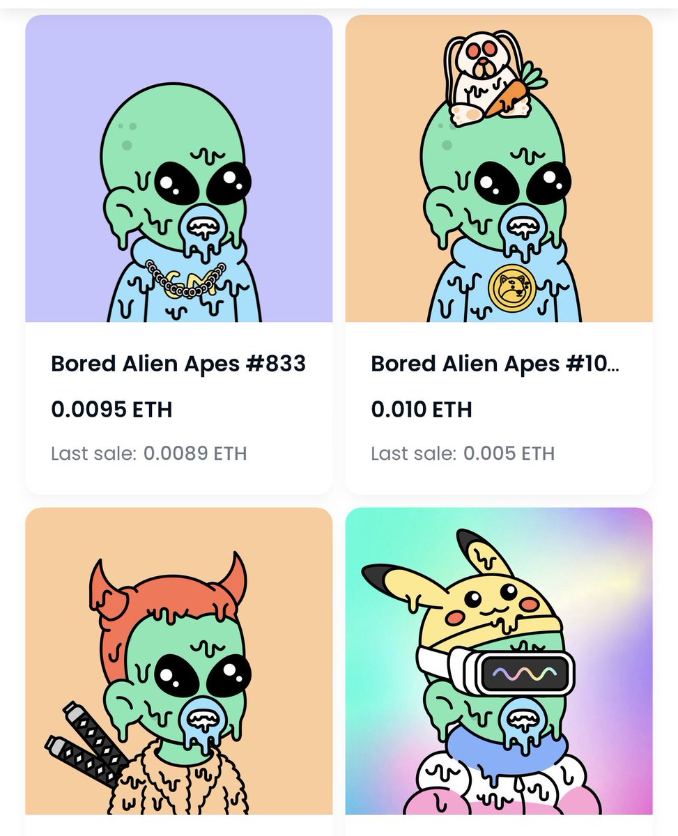 Bored Alien Aped are on #OpenSea and are accounted for on #blockchain🤠 All are individually minted😎🔥 #NFTCollectors #NFTCommunity. #NFT #Doge is in their DNA ##Dogecoin #Doge #dogelonMars