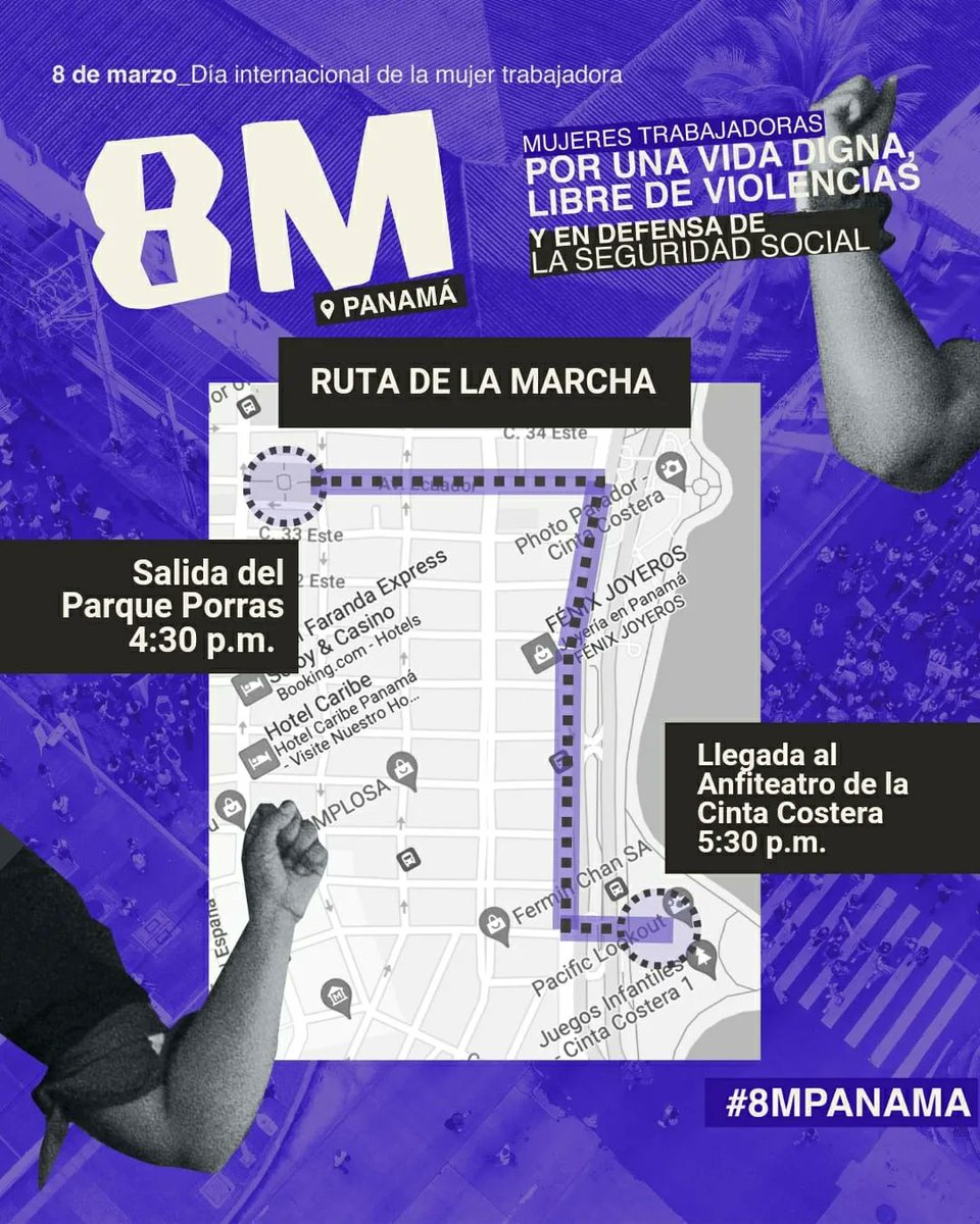 FeminaPanama's tweet photo. Marchemos juntas 
🚨Fecha: Miércoles, 8 de marzo
🚨Hora: 4:30 p.m.
🚨Punto de salida: desde el Parque Porras, Ciudad de Panamá

Menciona a tus compas con quienes vendrás a la marcha✊
#8MPanama https://t.co/FyUGWAXphW