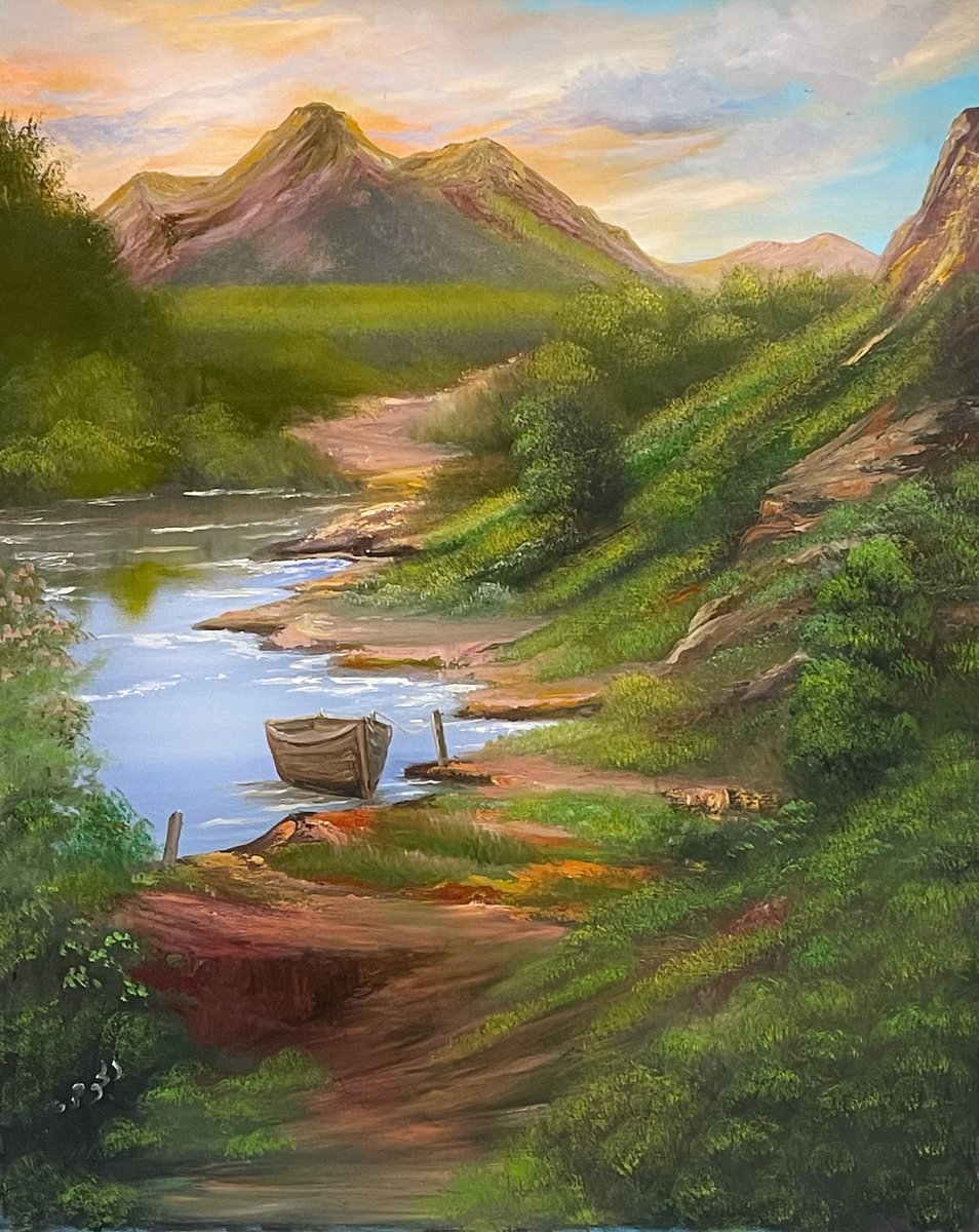 1__aljoharah's tweet photo. رسمتي لوحه طبيعه ١٠٠في ٩٠ سم متاحه للاقتناء زيتي https://t.co/aeUXj8TPh1