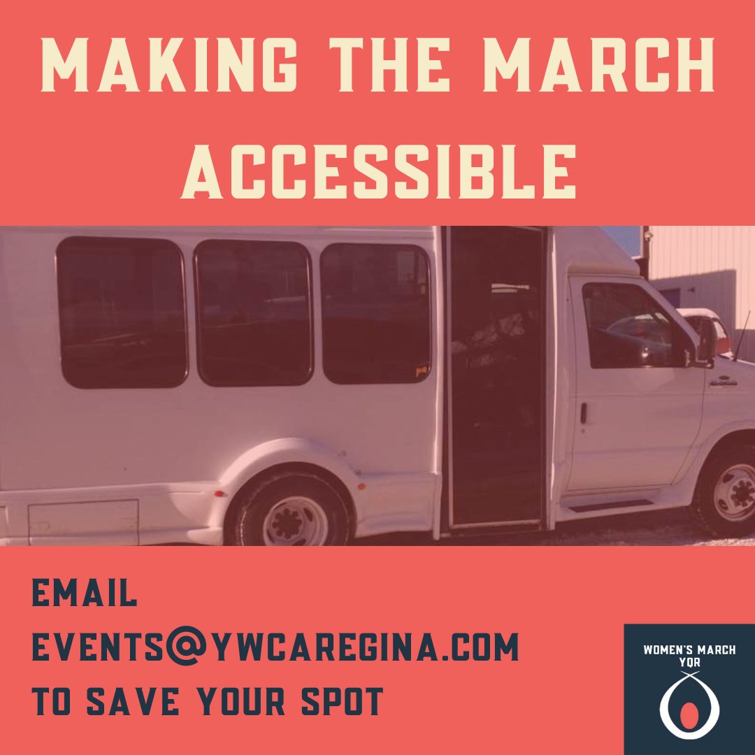 We will have an accessible bus for more people to be able to join the march. Just send an email to events@ywcaregina.com to save your spot. #ywcaregina #womensmarchyqr #IWD2023