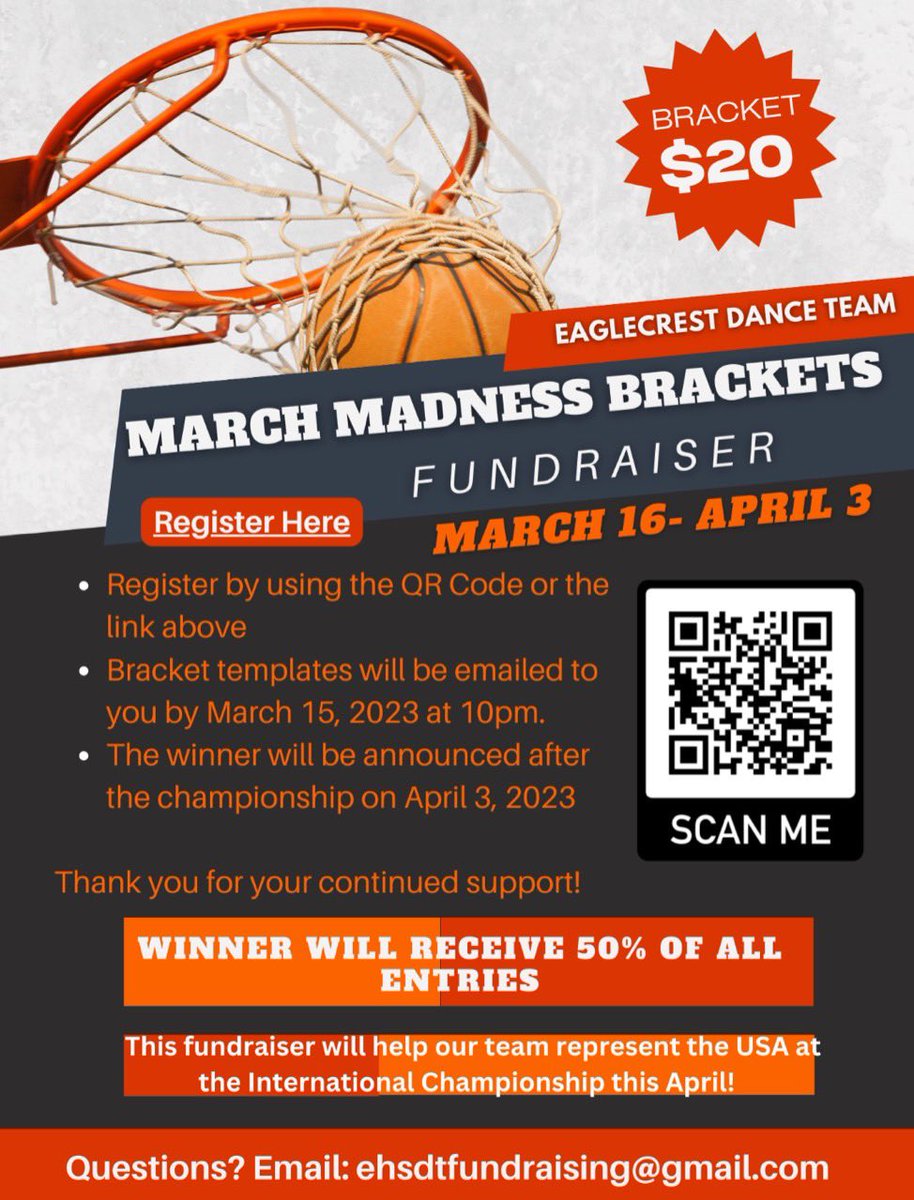 We’re hosting a March Madness Bracket Tournament! Winner will receive 50% of entries! #MarchMadness