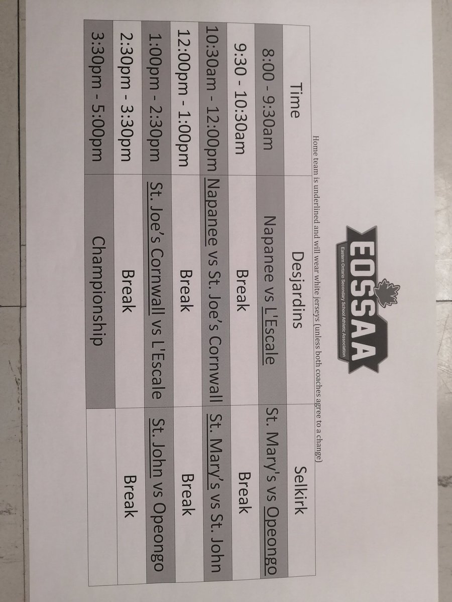 Girls A/AA Hockey <a href="/theEOSSAA/">EOSSAA</a> Championship Monday at Invista Centre in Kingston.  Good luck Girls!  All games will be live streamed with commentary from our friends <a href="/BayridgeSS_LDSB/">Bayridge SS</a>.  More details on livestream to follow.