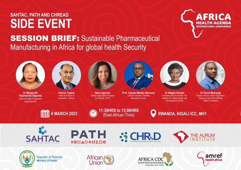 PATH is thrilled to join global public health leaders at #AHAIC2023 to discuss solutions to Africa's pressing public health issues. Join PATH, @SAHTACtweets, @CHReaDKenya for a discussion on Pharmaceutical Manufacturing in Africa. Virtual session➡️ bit.ly/3yaJp35