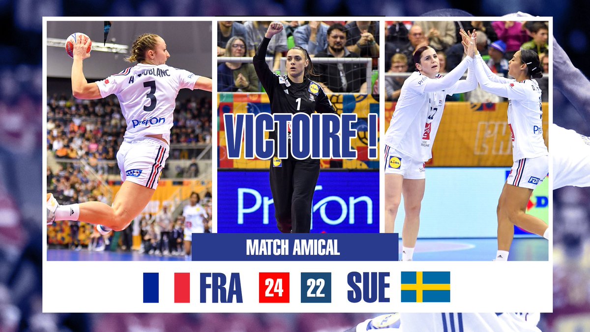 🔥VICTOIRE !🔥
Les Bleues confirment leur performance et s'imposent une nouvelle fois face à La Suède dans le money time ! 

Du coeur et de l'#engagement ! L'esprit d'équipe et de solidarité payent toujours.👊

Score final : 24 🇫🇷⚡️🇸🇪22

#Préfonhandball #Beleuetfier