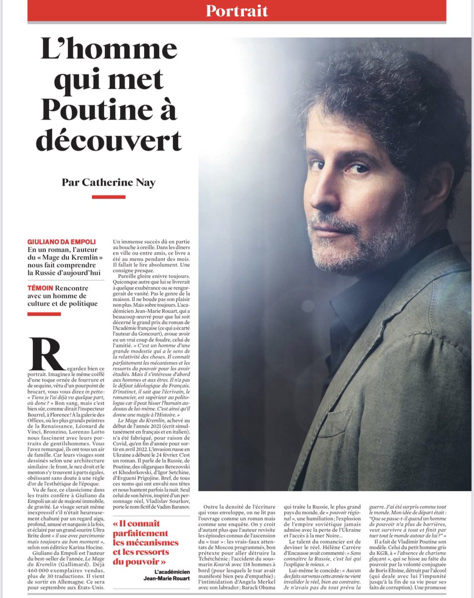 Il « devine le réel » : superbe portrait de Giuliano da Empoli par <a href="/catherinenay/">Catherine Nay</a> dans le <a href="/leJDD/">Le JDD</a> 

<a href="/giulianode/">giuliano da empoli</a> qui sera l’invité du prochain rdv #Gracques le 4 avril 👀