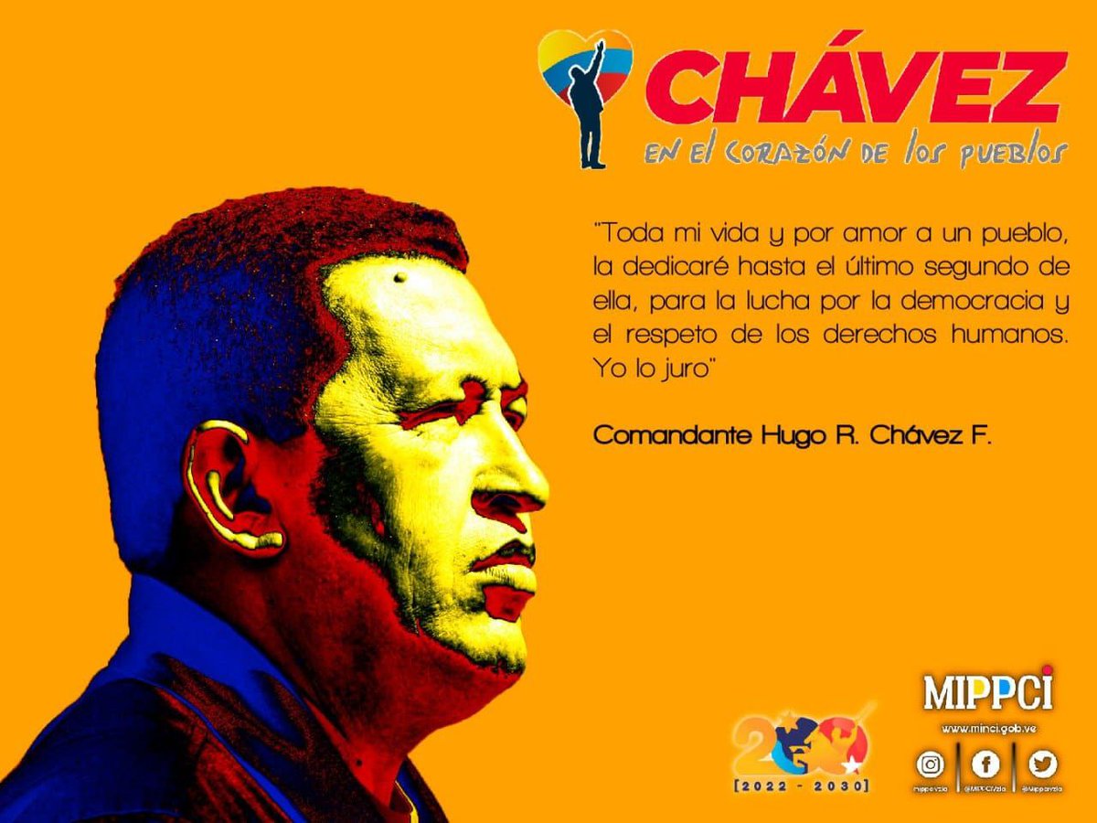 #5Mar| 🇻🇪📢 ¡ETIQUETA DEL DÍA!  ▶️

#YoSoyChávez 

10 años de tu siembra, Chávez.
¡Eres el corazón del Pueblo!
