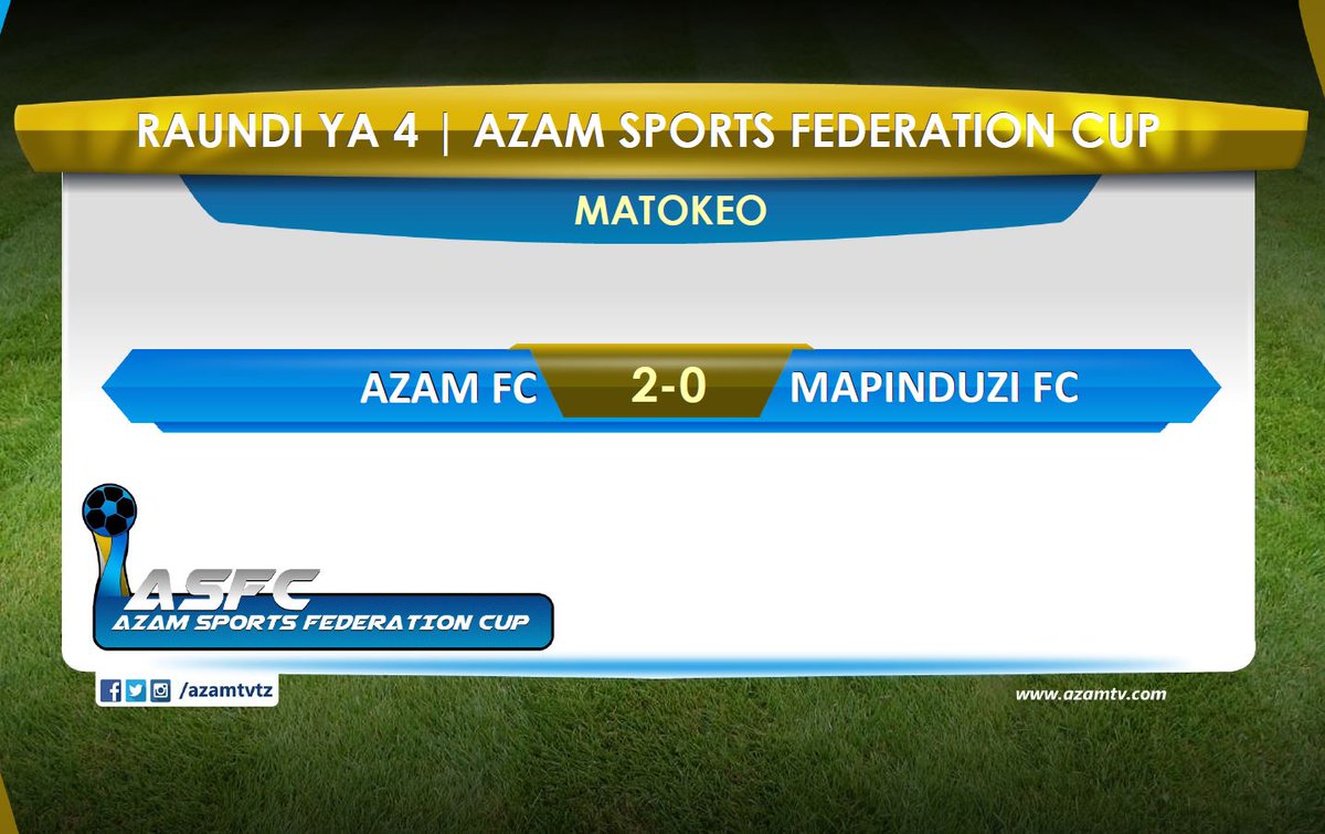 #ASFC  Hatua ya 16 bora imekamilika na Azam FC wanakamilisha idadi ya timu nane zinazoingia robo fainali. 

FT: Azam FC 2-0 Mapinduzi FC  (Kachwele 26’, Chilambo 72’)

#AzamSports1HD  #AzamSportsFederationCup #KombeLaShirikishoLaSports #ASFC #AzamFC #MapinduziFC #AzamMapinduzi