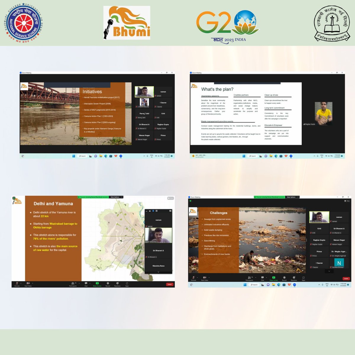 NSS_Rajdhani's tweet photo. NSS Rajdhani organised webinar in collaboration with NGO Bhumi on the topic "Yamuna River Conservation" under the project Vasundhara on 4th March ,2023.
@_NSSIndia @NSSRDChandigarh #Cleanliness https://t.co/IjftAO3vpO